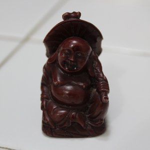 Resin Happy Buddha Mini Figurine Vintage 1980`s Hand Crafted